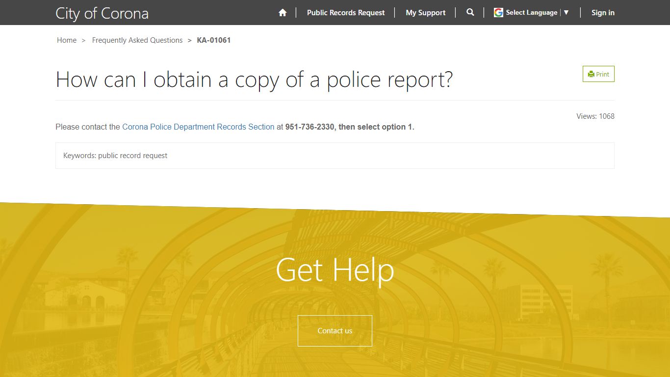How can I obtain a copy of a police report? · Citizen 311 - Corona, CA